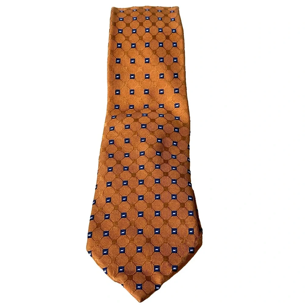 Tommy‎ Hilfiger Neck Tie Micro Pattern in Orange / Navy Blue